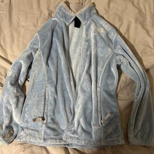Northface fuzzy jacket, powder blue, size youth XL